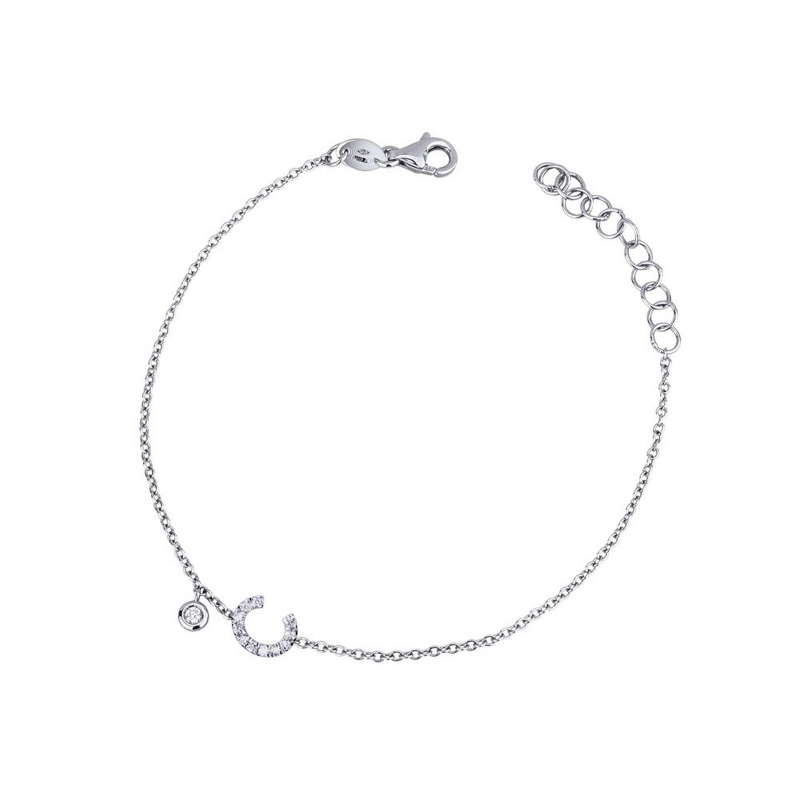 18k white gold bracelet with letter C with diamonds