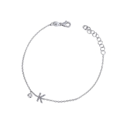 18k white gold bracelet with letter K with diamonds