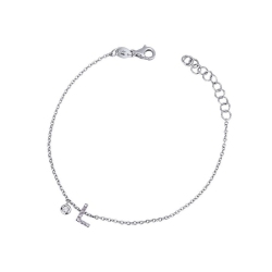18k white gold bracelet with letter L with diamonds