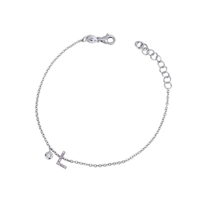 18k white gold bracelet with letter L with diamonds
