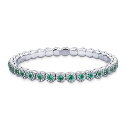 Elastic bracelet with diamonds and emeralds