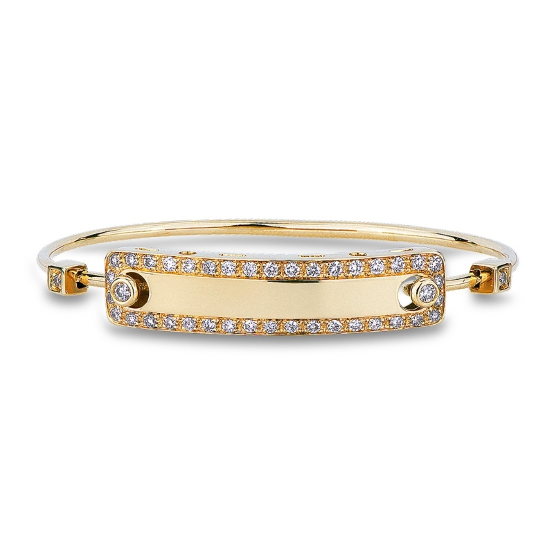 18k yellow gold platelet bracelet with diamonds