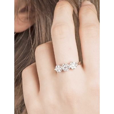 White gold 18k trilogy illusion ring with diamonds 