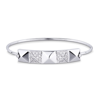 18k white gold rigid bracelet with studs