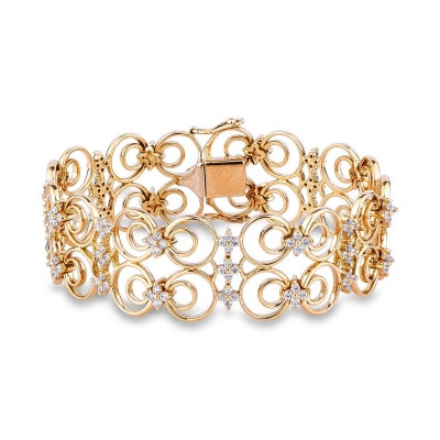 18k yellow gold fancy bracelet with diamonds 