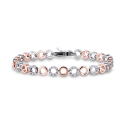 18k rose and white gold oval links bracelet with diamonds