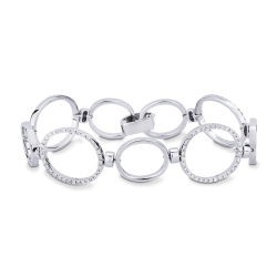 Bracelet with alternate ovals in 18k white gold and diamonds