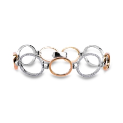 Ovals bracelet with 18k rose and white gold with diamonds