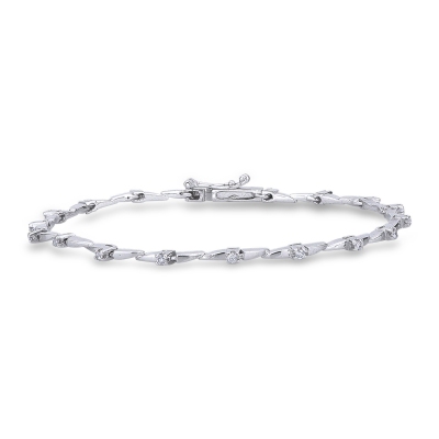 18k white gold bracelet with alternate diamonds