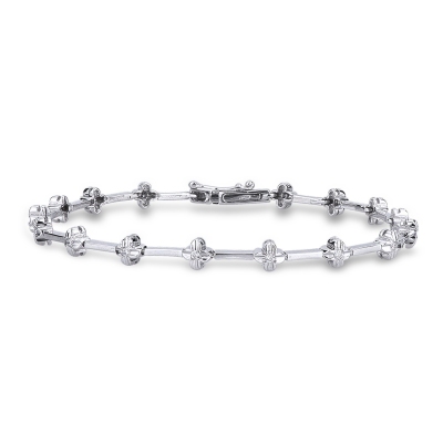 Alternate bracelet with crosses in white gold 18k with diamonds 