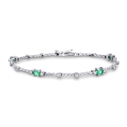 18k white gold alternate bracelet with emerald and diamonds