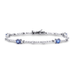 18k white gold alternate bracelet with diamonds and 4 blue sapphires 