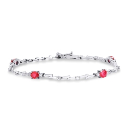 18k white gold alternate bracelet with diamonds and rubies