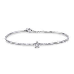 18k white gold rigid bracelet with spheres and star with diamonds