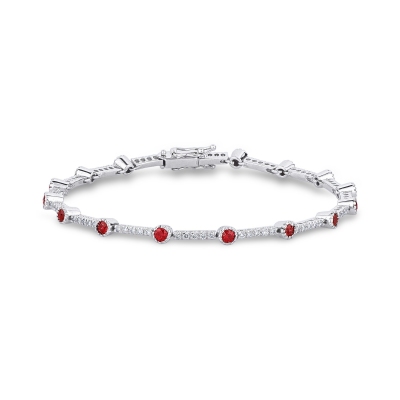 Segment bracelet with rubies and diamonds