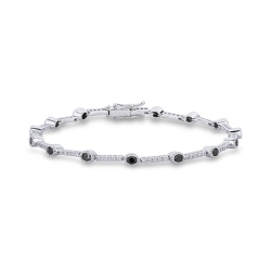 Segment bracelet in white gold 18k with black and white diamonds 