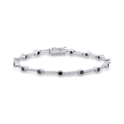 Segment bracelet in white gold 18k with black and white diamonds 