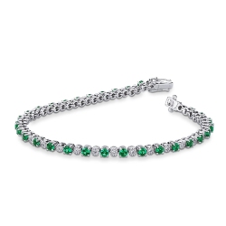 Alternate 18k white gold bracelet with emeralds and diamonds
