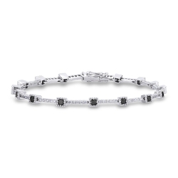 18k white gold segment bracelet with black and white diamonds