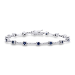 18k white gold alternate bracelet with blue sapphires and diamonds 