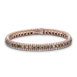 18k rose gold tennis bracelet with white and brown diamonds