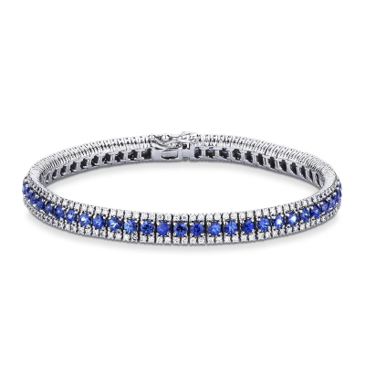 Fancy tennis bracelet with diamonds and sapphires