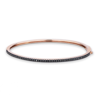 18k rose gold rigid bracelet with black diamonds