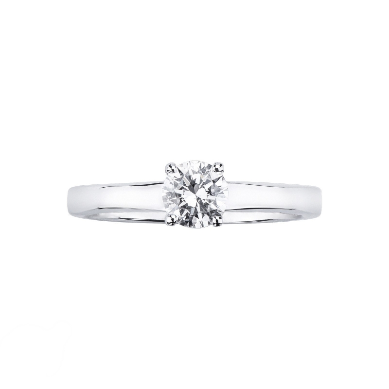 White gold 18k solitaire ring with a 4 claw 0,50 ct diamond