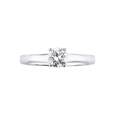 White gold 18k solitaire ring with a 4 claw 0,50 ct diamond
