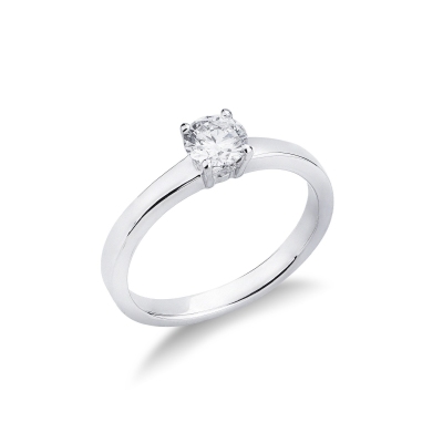 White gold 18k solitaire ring with a 4 claw 0,50 ct diamond