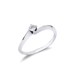 Solitario Anello Emozione in oro bianco 0,15 ct