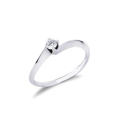 Solitario Anello Emozione in oro bianco 0,15 ct