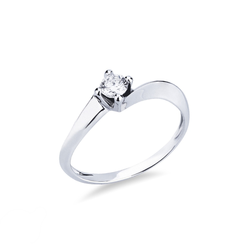 Solitario a 4 punte in oro bianco 18k con Diamante ct. 0,25