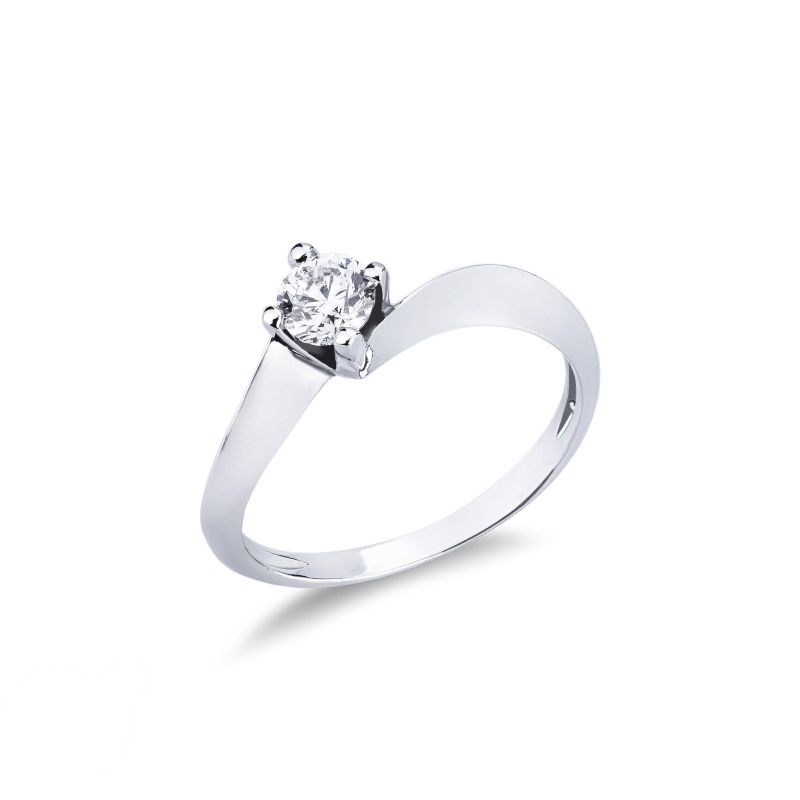 Anello solitario Emozione in oro bianco 18k 0.40 ct