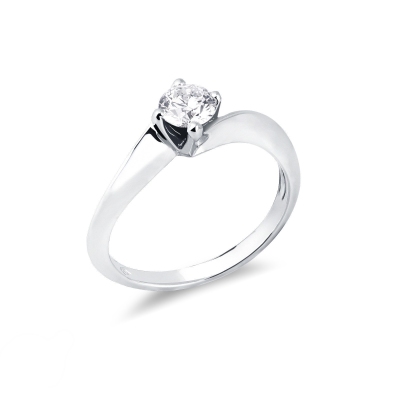 Anello solitario con diamante 0.50ct in oro bianco 18k