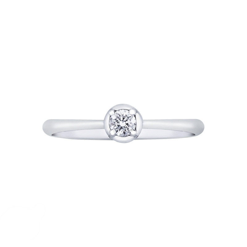 18k white gold solitaire ring with central diamond 0.15 ct