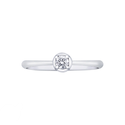 18k white gold solitaire ring with central diamond 0.15 ct
