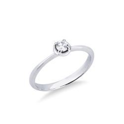 18k white gold solitaire ring with central diamond 0.15 ct