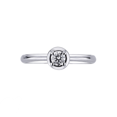 4 claw solitaire ring with a 0,20 ct diamond and regular shank