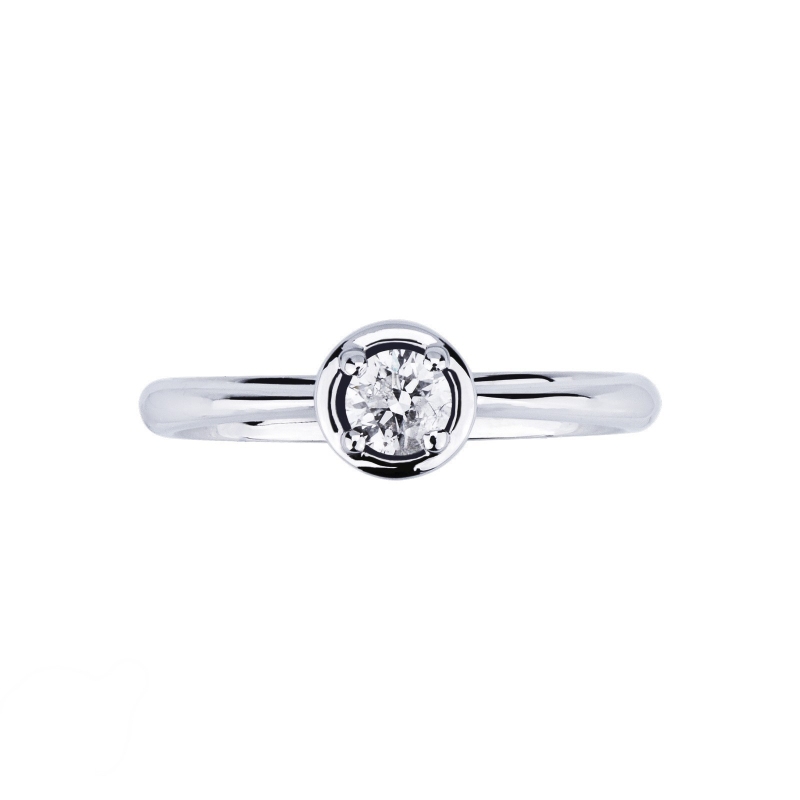 White gold 18k 4 claw solitaire diamond ring 0,25 ct
