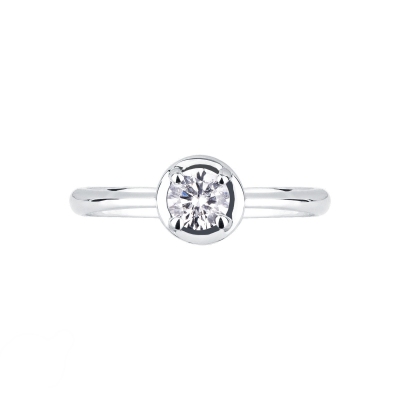 4 claw solitaire ring 0,40 ct white gold 18k