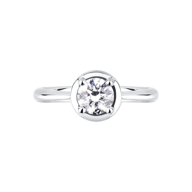 4 claw solitaire 0,70 ct diamond ring white gold 18k
