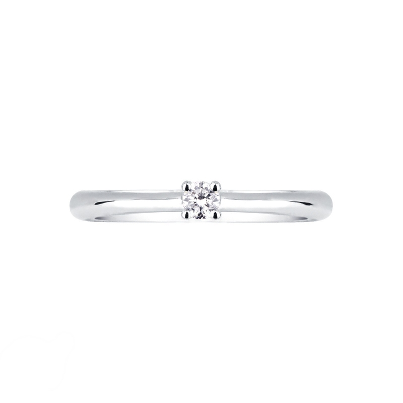 Anello solitario Sospiro diamante 0.10 ct oro bianco 18k
