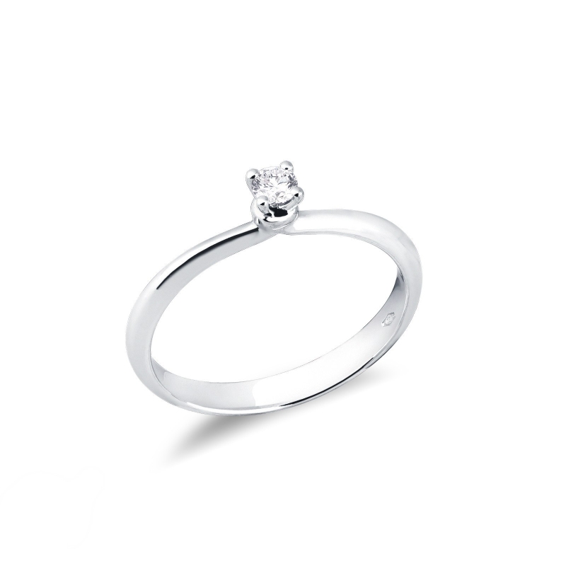 Anello solitario Sospiro diamante 0.10 ct oro bianco 18k