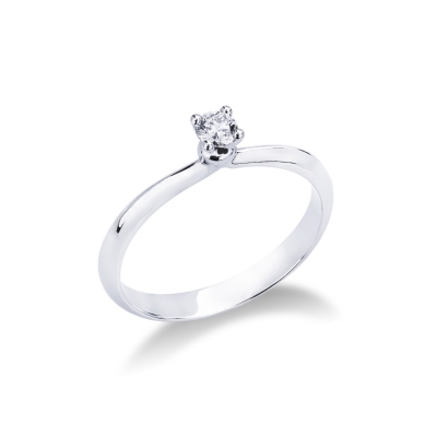 Anello solitario Sospiro diamante 0.15 ct oro bianco 18k