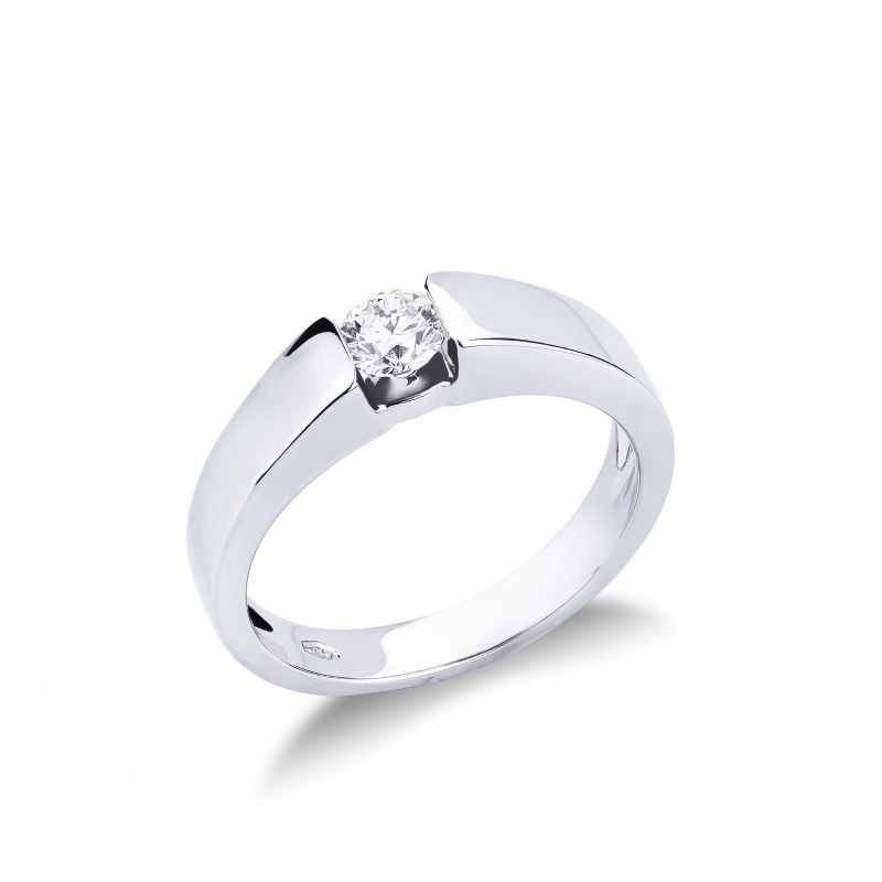 Solitario Anello Unico 0,30 ct in oro bianco 18k