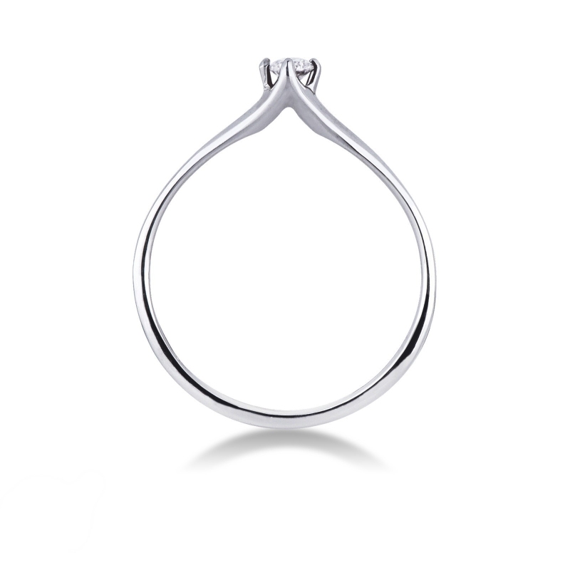 Solitario lineare rombo in oro bianco 18k con Diamante ct. 0,10