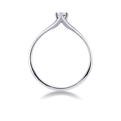 Solitario lineare rombo in oro bianco 18k con Diamante ct. 0,10