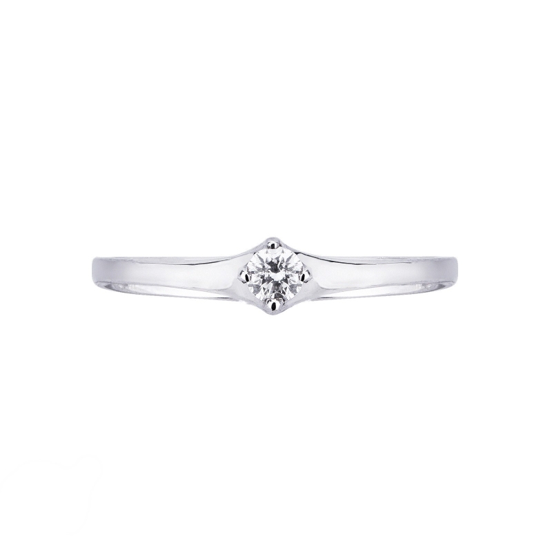 Anello Solitario Imperiale 0.10 ct oro bianco 18k