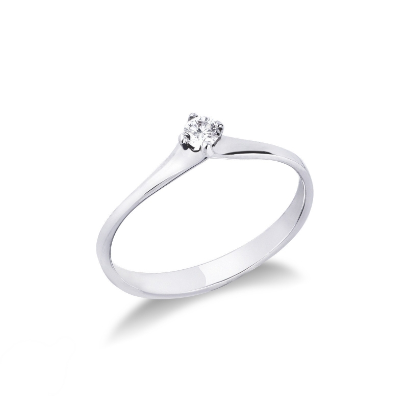 Anello Solitario Imperiale 0.10 ct oro bianco 18k